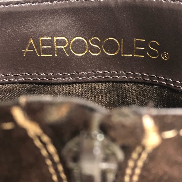 •AEROSOLES• brown suede & leather ankle booties // buckle - Picture 3 of 8